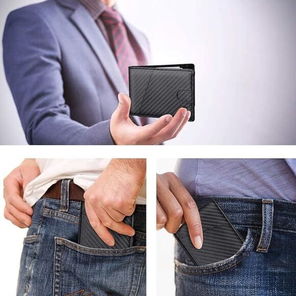 RFID Minimalist Bifold Slim Wallet with Money Clip 6 CC slots & 1 ID Win… - Picture 9 of 9